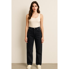 NWT Eddie bauer tapered black wash High rise vintage mom loose jeans sz 10 90s