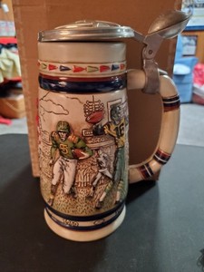 Vintage 1983 Avon Great American Football Ceramic Lidded Beer Stein