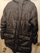 Boohoo Atlantic Expedition Black Padded Coat Parka UK 14 Good Condition