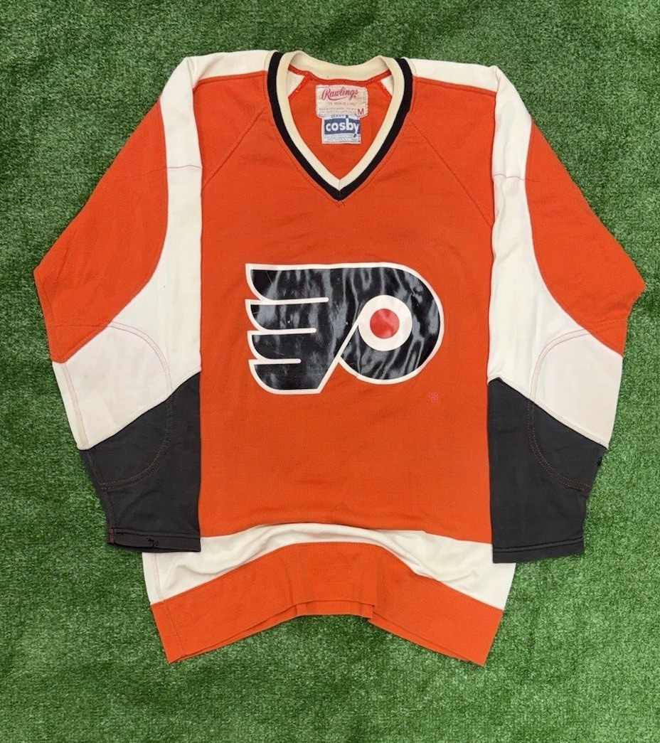 Vintage 70s Rawlings Gerry Cosby Philadelphia Flyers Cotton Hockey Jersey