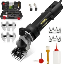 1000W Electric Sheep Shears, 6-Speed Heavy Duty Clippers with 2 Blades, Black