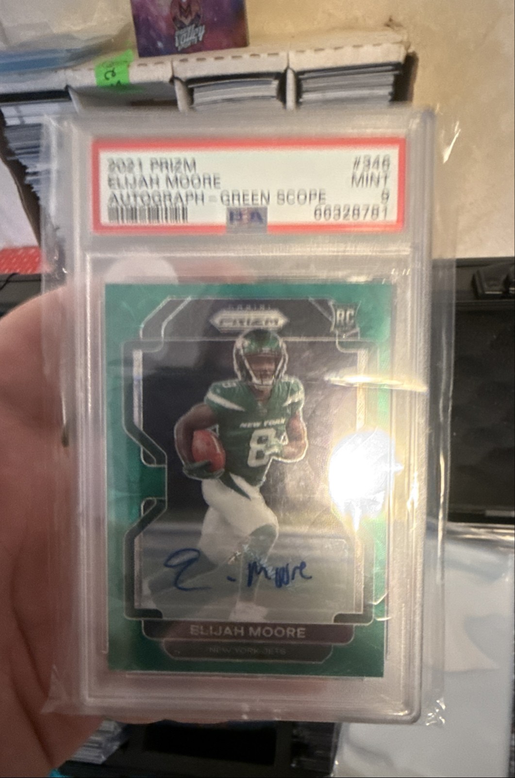 2021 Panini Prizm - Rookie Elijah Moore #346 Green Scope Prizm Autographs /75