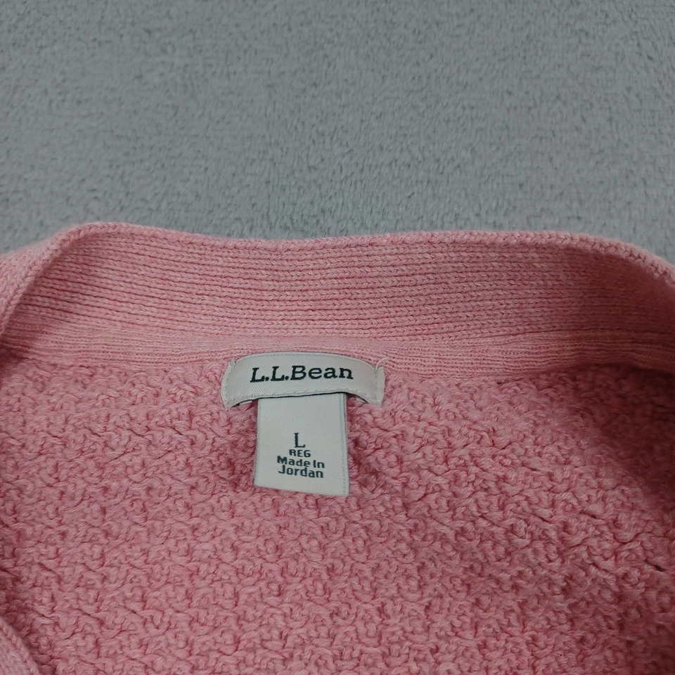 Suéter LL Bean Mujer Grande Rosa Cárdigan Tejido Abotonado Exterior Foto 4 de 4