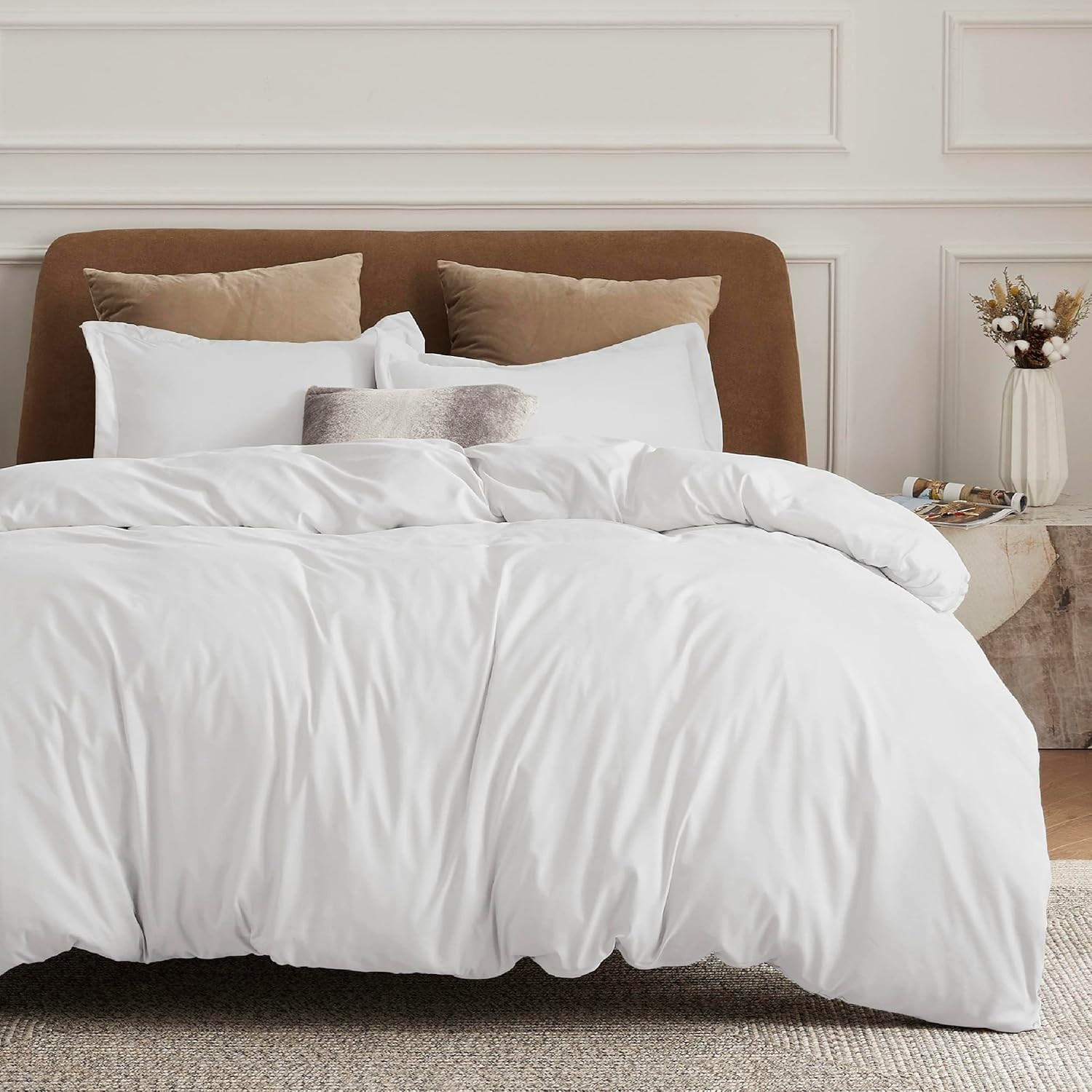 Bedsure White Duvet Cover Queen Size - Soft (90