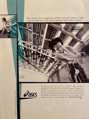 Asics Ad                               She's on her 12th straight pair of ASICS.