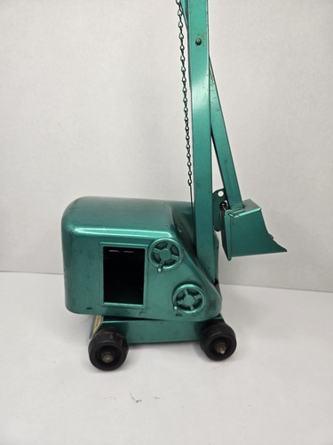 Vintage Structo Toys Pressstahl Bagger Schaufel Spielzeug grün 1 Kette fehlt - Bild 5 von 18