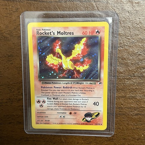 Pokémon TCG Rockets Moltres Holo Rare Card 12/132 Gym Heroes 1999 WOTC LP