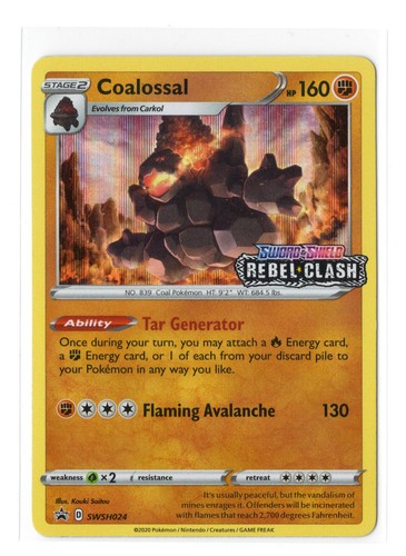 Coalossal (Prerelease) SWSH024 Holo Promo Sword & Shield Promo Pokemon LP