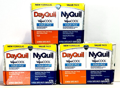 Vicks DayQuil / NyQuil VapoCOOL Cold & Flu Caplets Value Pack 48ct - 3 BOXES