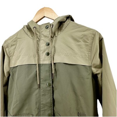 Volcom Mens Small Windbreaker Jacket Two Tone Olive Green Hooded B1511800