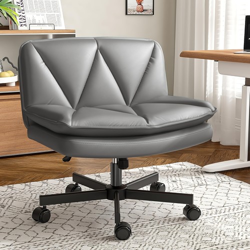 27" W Criss Cross Stuhl mit Rollen, Bürostuhl mit gekreuzten Beinen, bequemer Waschtisch - Bild 2 von 9