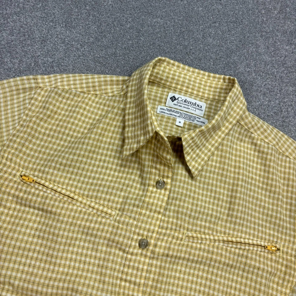 Columbia Shirt Womens Medium Yellow Button Up Check Hiking Hawaiian Beach Lady - Image 3 of 4