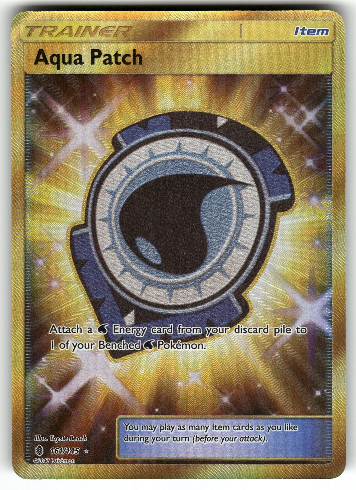 Aqua Patch (Secret) 161/145 SM - Guardians Rising NM Pokemon Card TCG