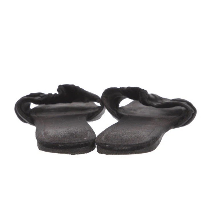 FILA THE ROW SANDALI BASSI IN RASO DI SETA NERO CON RUCHE SCARPE SLIDES 40 10