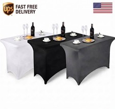 Spandex Fitted Table Cover 4,6,8 FT Stretch Tablecloth Rectangular Folding Party