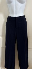 LAUREN RALPH LAUREN PETITE Navy Blue Wool Blend SANDERSON Straight Leg Pants 4P