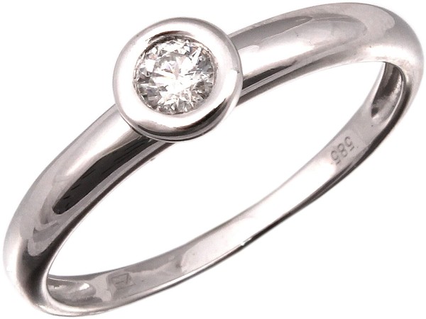 Damenring Ring SolitäR Brillant 0.15 Carat W/Si WeißGold 585 14Kt Zargenfassung-image