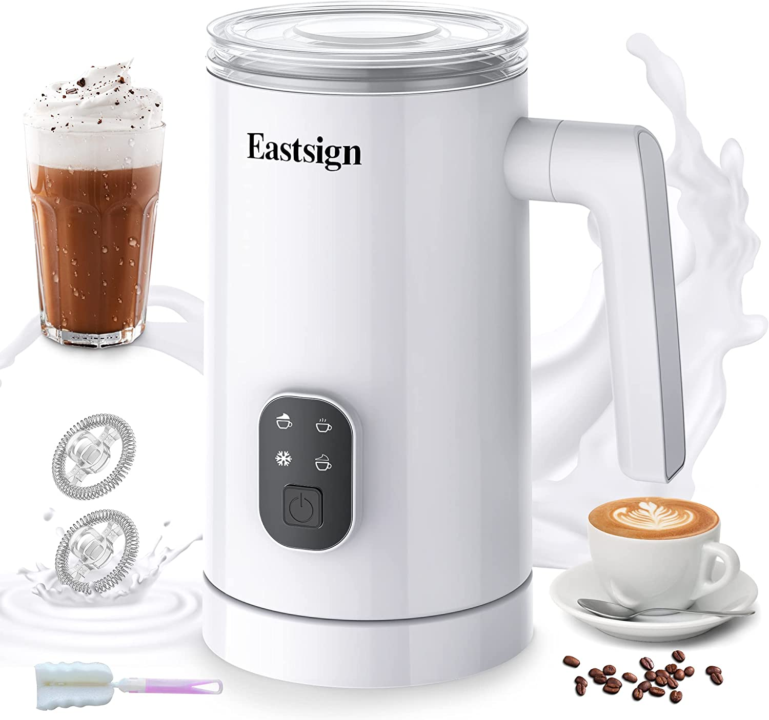 Milk Frother, Milk Steamer for Coffee, 4 in 1 Electric Milk Frother and Steamer,-image