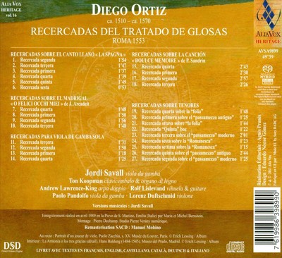 LORENZ DUFTSCHMID / TON KOOPMAN / ROLF LISLEVAND / JORDI SAVALL DIEGO ORTIZ: REC