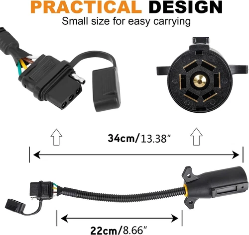 Truck RV Blade 7-Way to 4-Way Flat Trailer Wiring Adapter Connector Plug 7/4 Pin - Picture 6 of 20