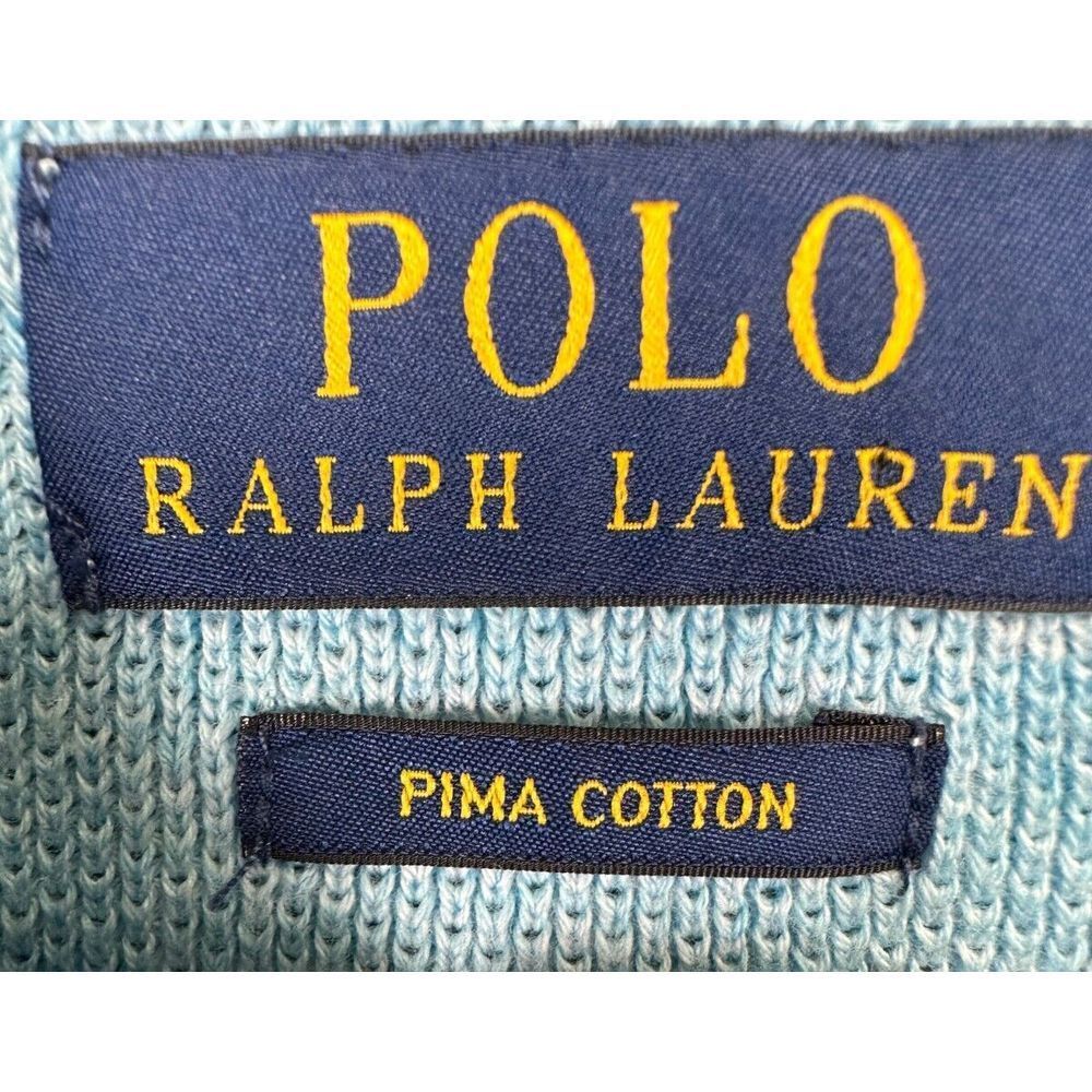 Polo Ralph Lauren maglione uomo blu medio pima cotone giallo pony felpa
