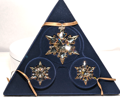 Set of 3 Swarovski Festive Ornament Set 2020 Gold Tone SCS 5591360
