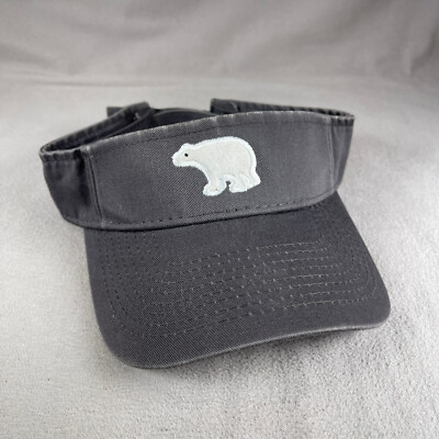 Polar Bear Visor Hat Men OS Gray Strapback Sun Cap Legacy Embroidered