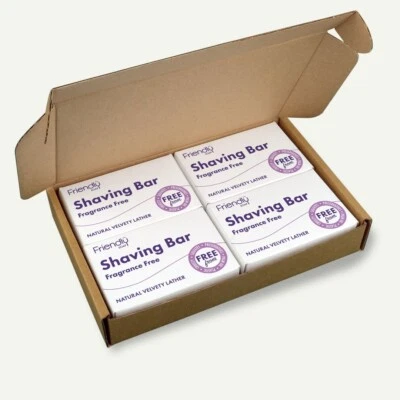 4 x FRIENDLY SOAP-SHAVING BAR | FRAGRANCE FREE No SLS PARABENS | 15% OFF RRP