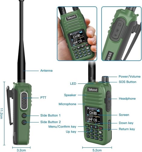 Talkpod A36SE UHF CB Radio, 80 Channels, 1500mAh Battery, IP54, 1 Pack - Picture 7 of 7