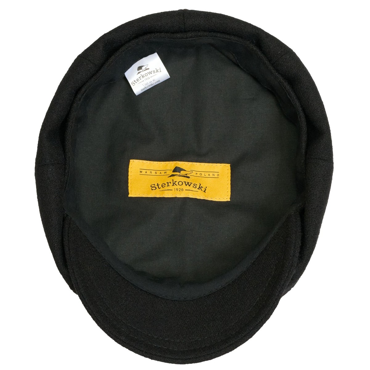 Sterkowski Berretto Rowdy In Lino 100% – Modello Newsboy A 8 Pannelli, Unisex, Fatto In Polonia, Nero, Taglia 7.5 - 4