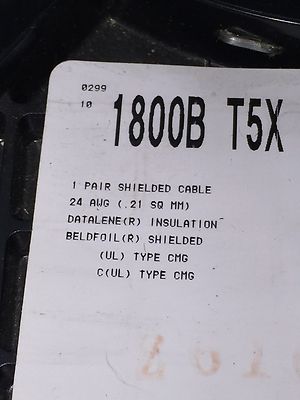Belden 1800B 2 Conductor 24 GA AES/EBU Digital Audio Cable 2C 24AWG Black  59 ft