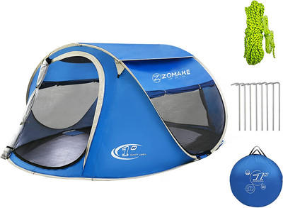 Easy Pop up Tent 2-4 Person Waterproof - Pop-Up Camping Tents Automatic Tent Thr