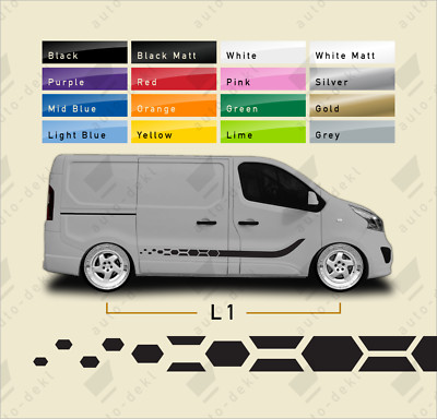 Fits Renault Trafic (2014-On) SWB - Side Stripes Honeycomb Hex Decals Motorhome