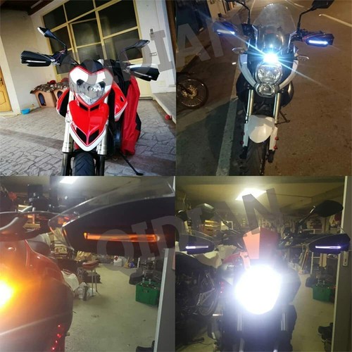 Motorcycle LED Handlebar Hand Guards Protector Turn Signal Light Universal BLACK - Picture 7 of 7