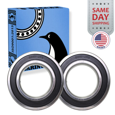 (2) 6210-2RS Premium Rubber Seal Ball Bearing C3 EMQ, 50x90x20, 6210 2RS 6210rs