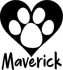 Paw Print in heart Personalized vinyl decal/sticker window dog pet animal name