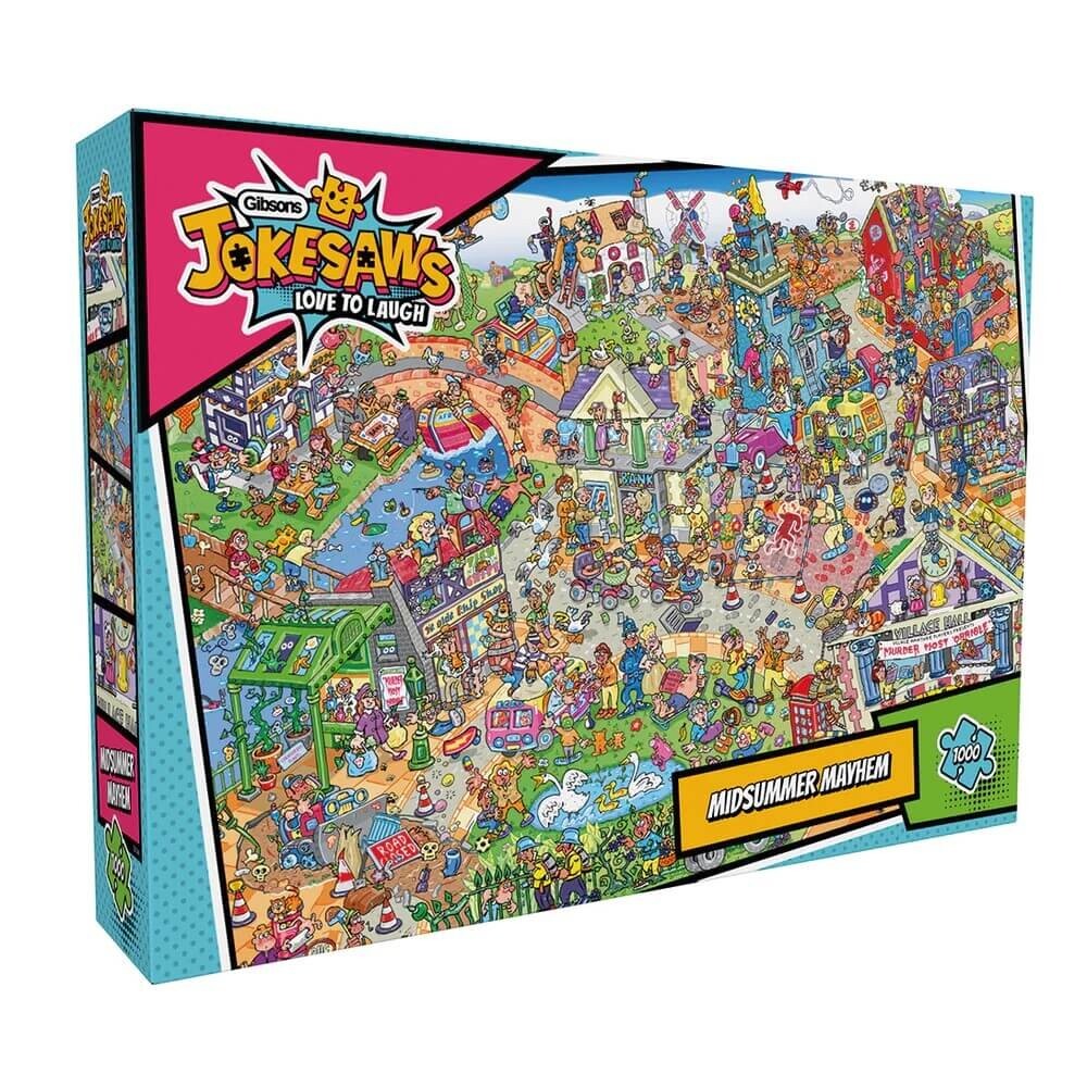 Gibsons Midsummer Mayhem 1000 Piece Jigsaw, Whimsical Village & Mystery G7141