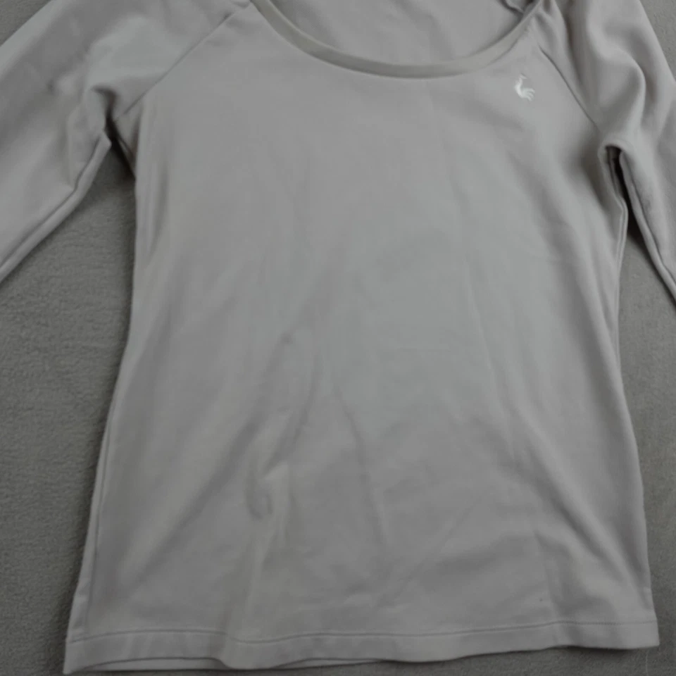 复古 Le Coq Sportif 衬衫女式 S 米色长袖圆领运动服 — 第 4/4 张图片