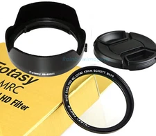 Flocked Bayonet Lens Hood +43mm Nano Filter Cap Canon RF 50mm F1.8 STM ES-65BII