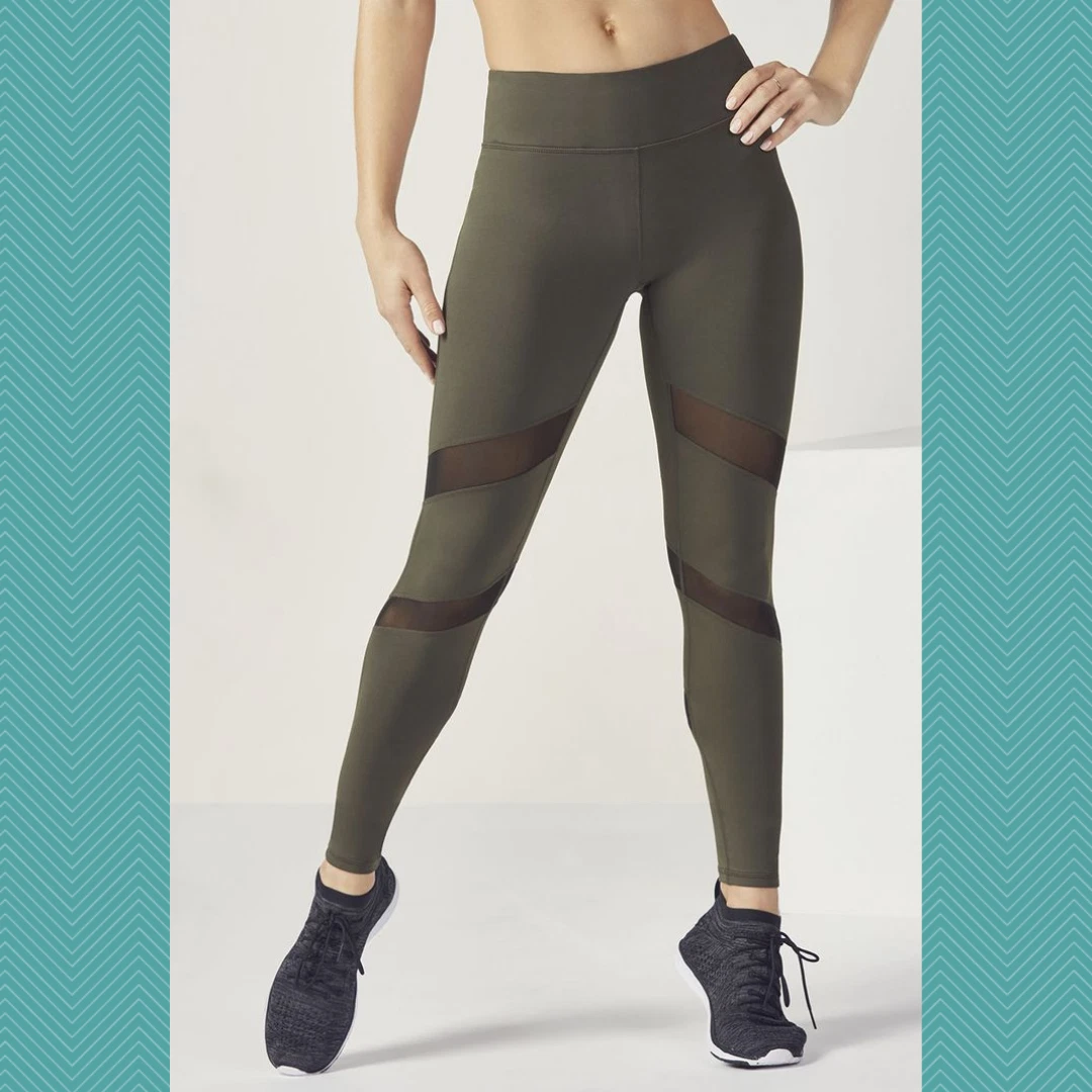 Fabletics Olive Green Mid Rise Salar Mesh Powerhold Leggings | Women's M