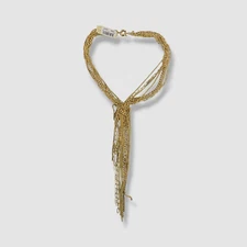 $130 Kenneth Jay Lane Women's 14k Gold Plated Mixed-Chain Tassel Necklace