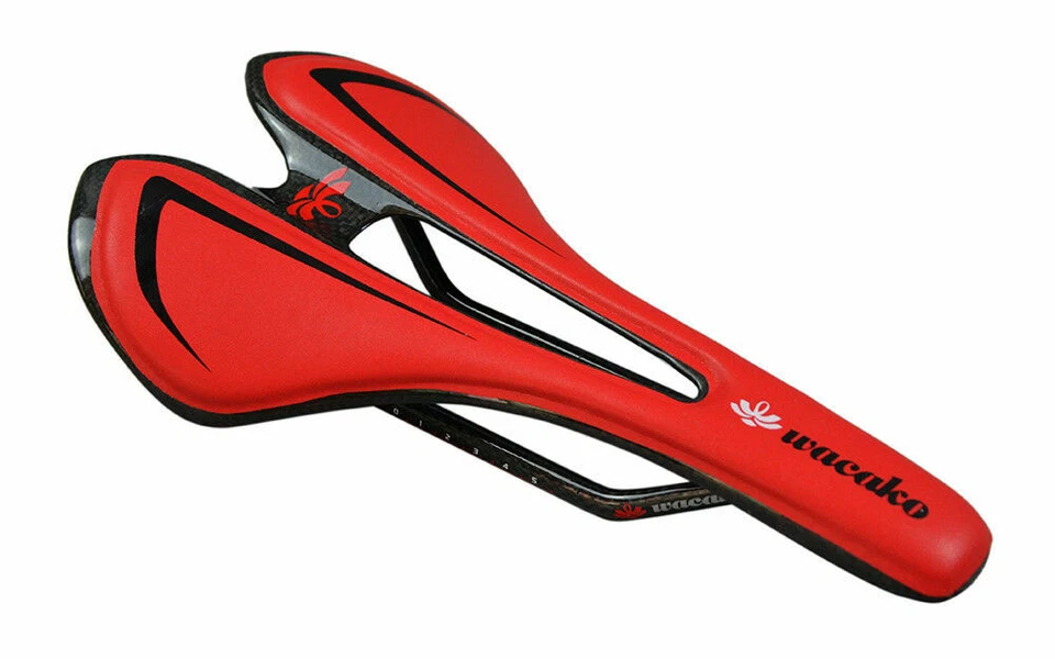 Asiento de cuero de carbono para bicicleta MTB sillín de bicicleta de carretera asiento de cojín hueco para carreras 130 g Foto 3 de 4