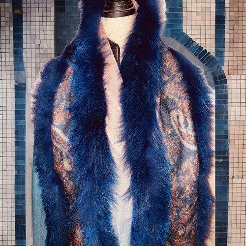 $1040 New WORK OF ART ETRO paisley dress shawl SCARF, 180 x 23. cm Fur Stole - Picture 5 of 19