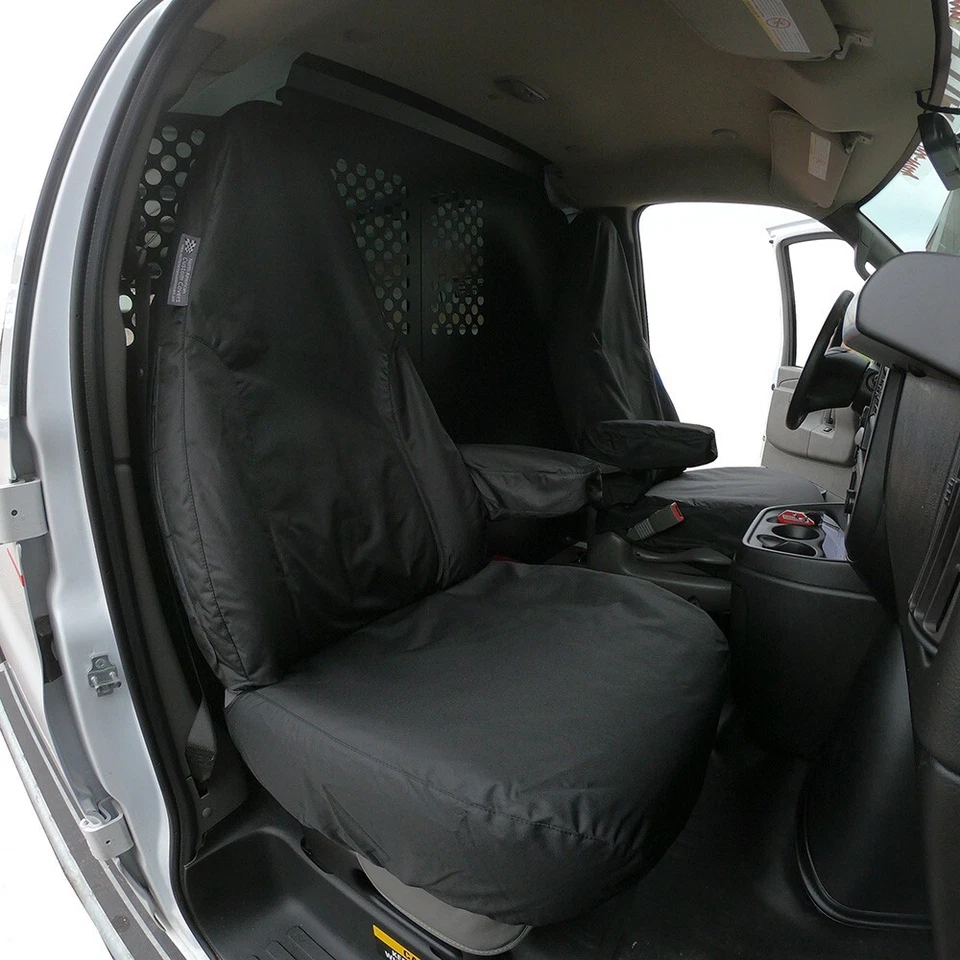 Par de cubiertas de asiento delanteras Chevrolet Chevy Express 2010 a 2015 ajuste personalizado SC459 Foto 2 de 4