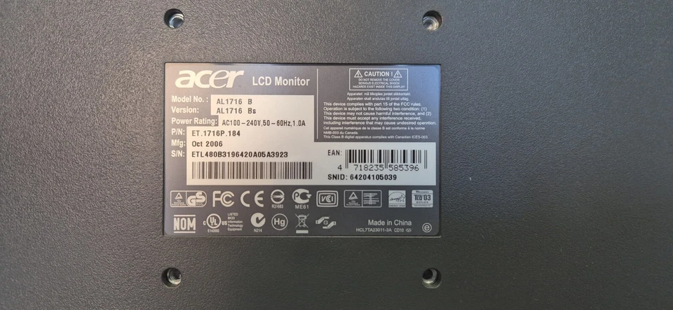 MONITOR ACER AL1716 LCD  Silver  - Image 4 of 4