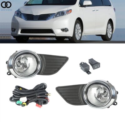LH&RH Side Fog Lights Lamps w/Wiring Harness kits For 2011-2015 Toyota Sienna