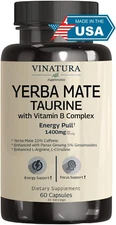 Yerba Mate, Taurine Capsules - 1400Mg per Serving - Caffeine & Energy Supplement