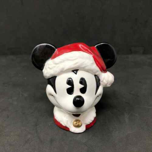Enesco Mickey Mouse Ceramic Salt Pepper Shaker Santa Hat Christmas VTG Disney - Picture 1 of 6