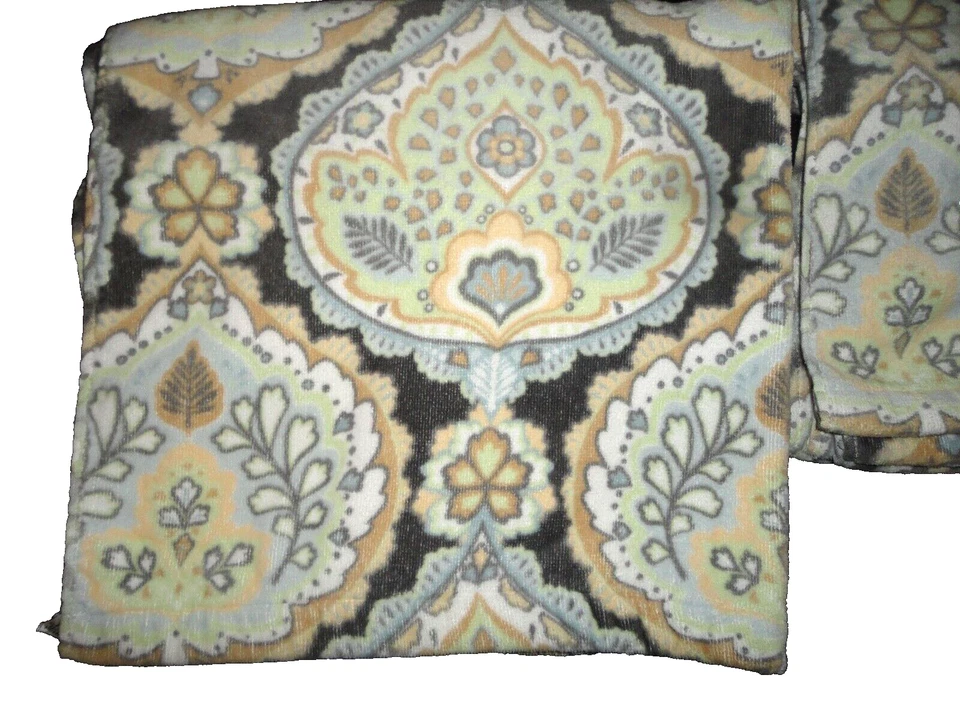 MEDALLÓN FLORAL AZUL DORADO CARBÓN BRONCEADO (2) TOALLAS DE BAÑO 28 X 52 Foto 4 de 4