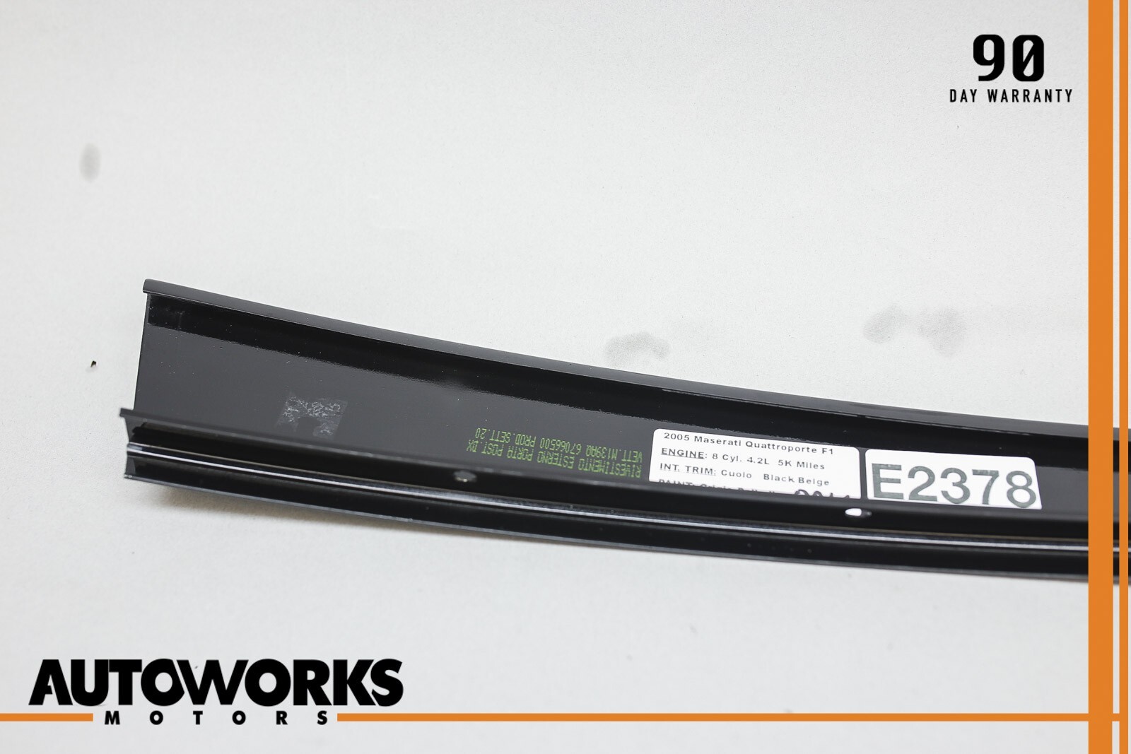 03-13 Maserati Quattroporte M139 Rear Right Exterior B-Pillar Moulding Trim OEM